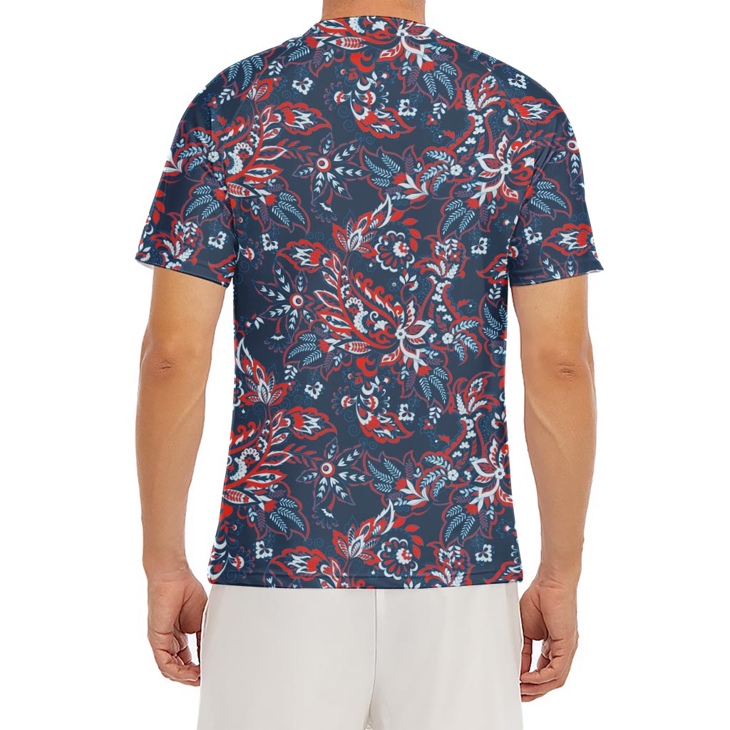 Paisley Floral Bohemian Pattern Print Men's Short Sleeve Rash Guard
