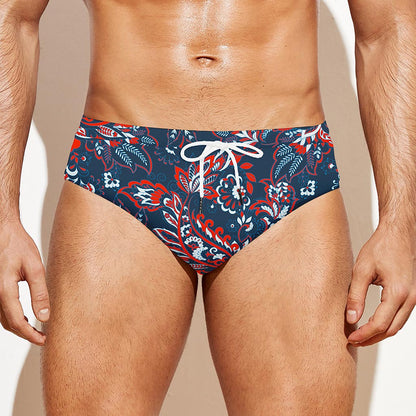 Paisley Floral Bohemian Pattern Print Men's Swim Briefs