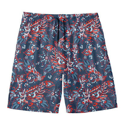 Paisley Floral Bohemian Pattern Print Men's Swim Trunks