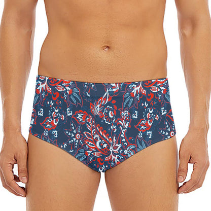 Paisley Floral Bohemian Pattern Print Men's Triangle Swim Briefs