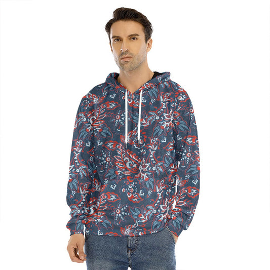 Paisley Floral Bohemian Pattern Print Men's Velvet Pullover Hoodie