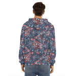 Paisley Floral Bohemian Pattern Print Men's Velvet Pullover Hoodie