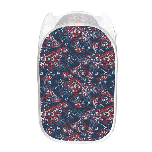 Paisley Floral Bohemian Pattern Print Mesh Laundry Hamper