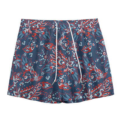 Paisley Floral Bohemian Pattern Print Mesh Shorts