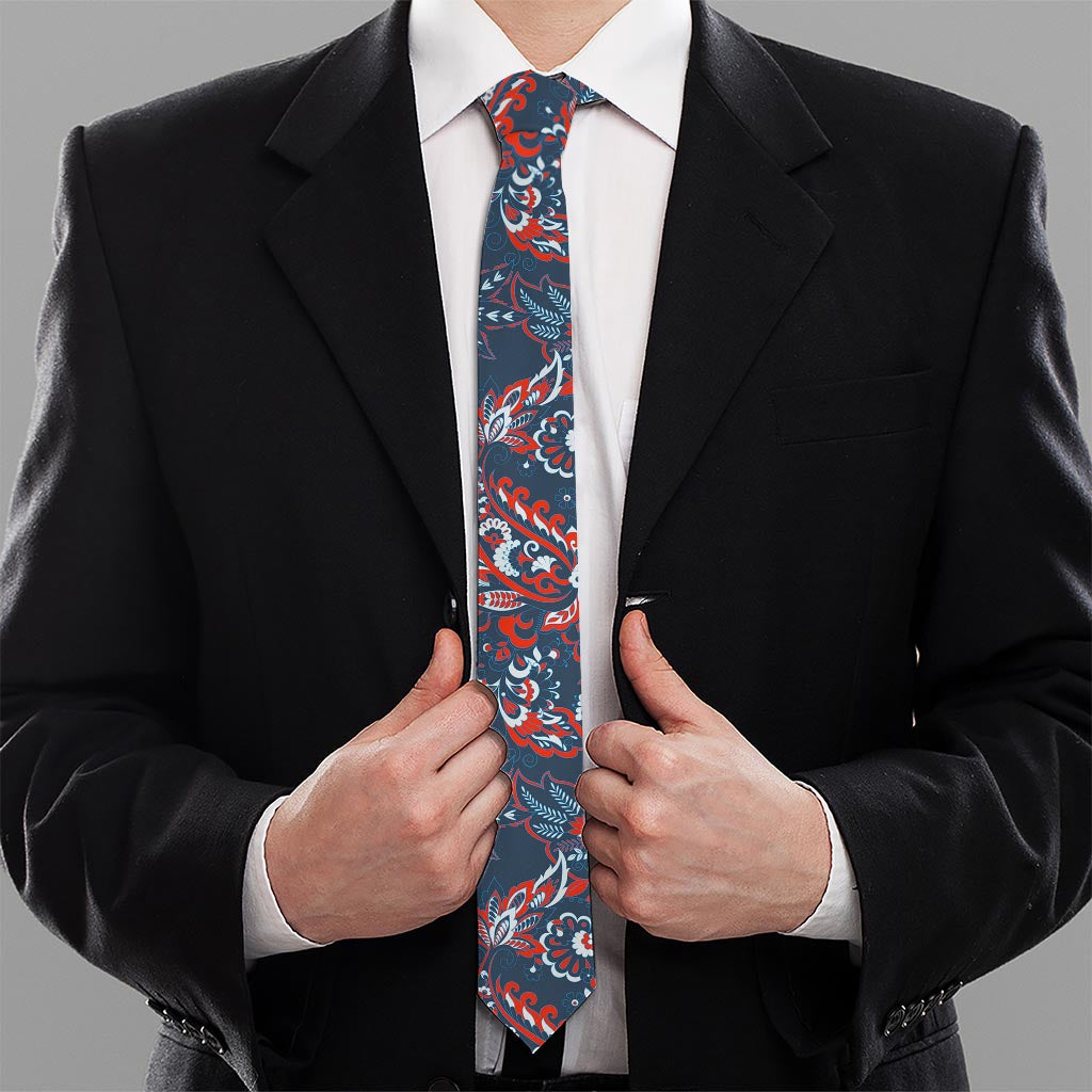 Paisley Floral Bohemian Pattern Print Necktie