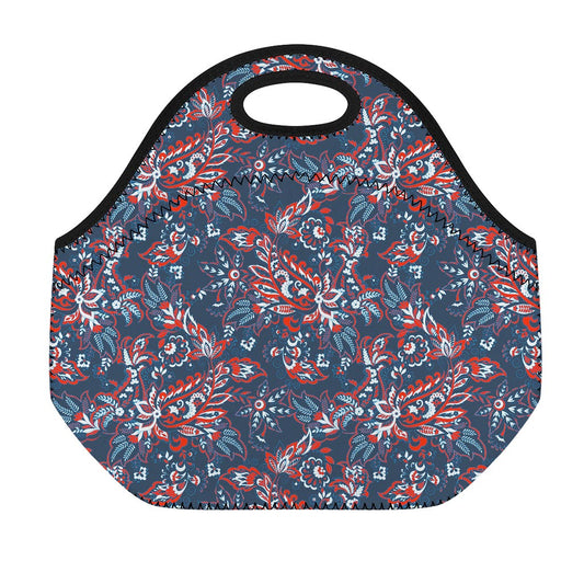 Paisley Floral Bohemian Pattern Print Neoprene Lunch Bag