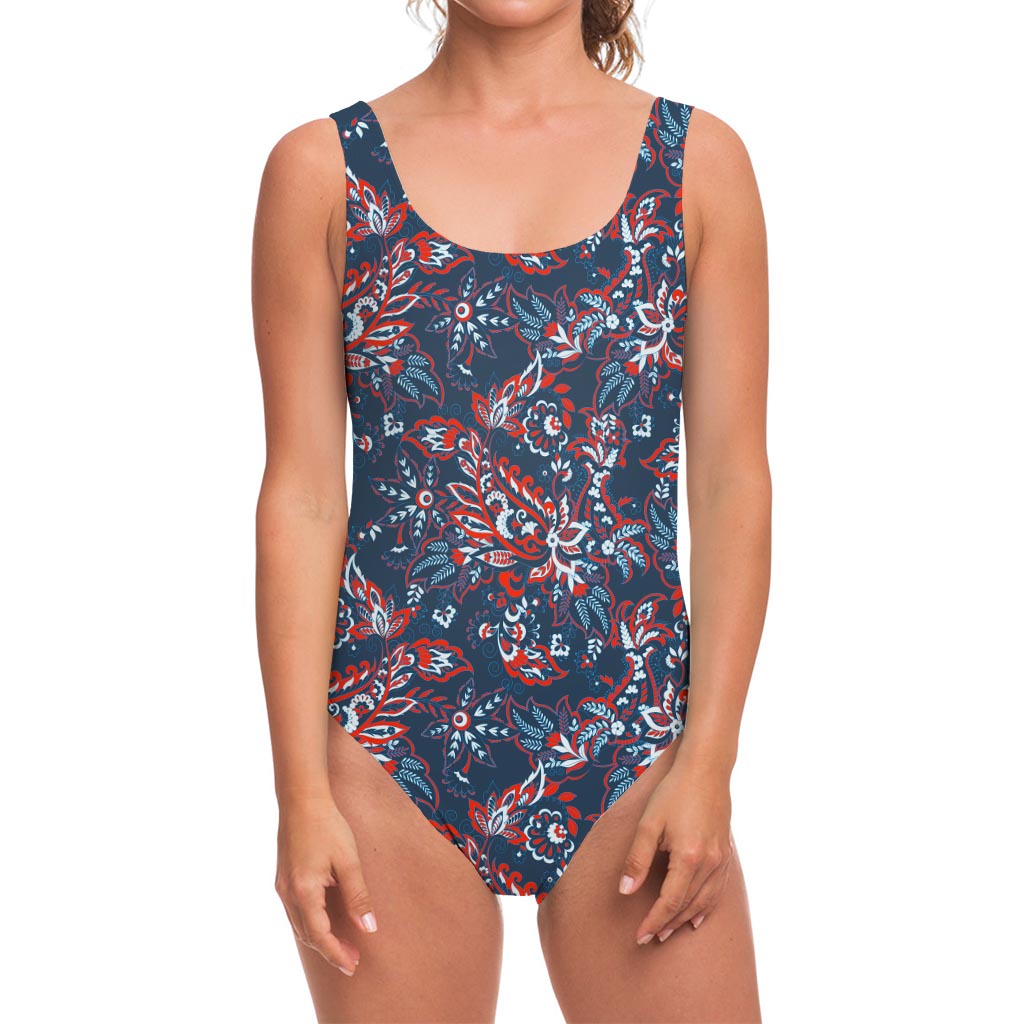 Paisley Floral Bohemian Pattern Print One Piece Swimsuit