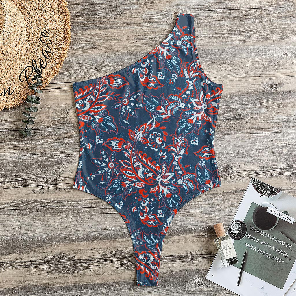 Paisley Floral Bohemian Pattern Print One Shoulder Bodysuit