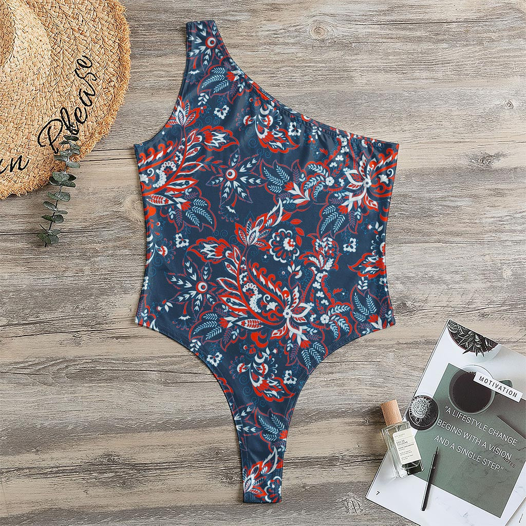 Paisley Floral Bohemian Pattern Print One Shoulder Bodysuit