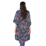 Paisley Floral Bohemian Pattern Print Open Front Beach Cover Up