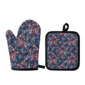 Paisley Floral Bohemian Pattern Print Oven Mitt And Pot Holder Set