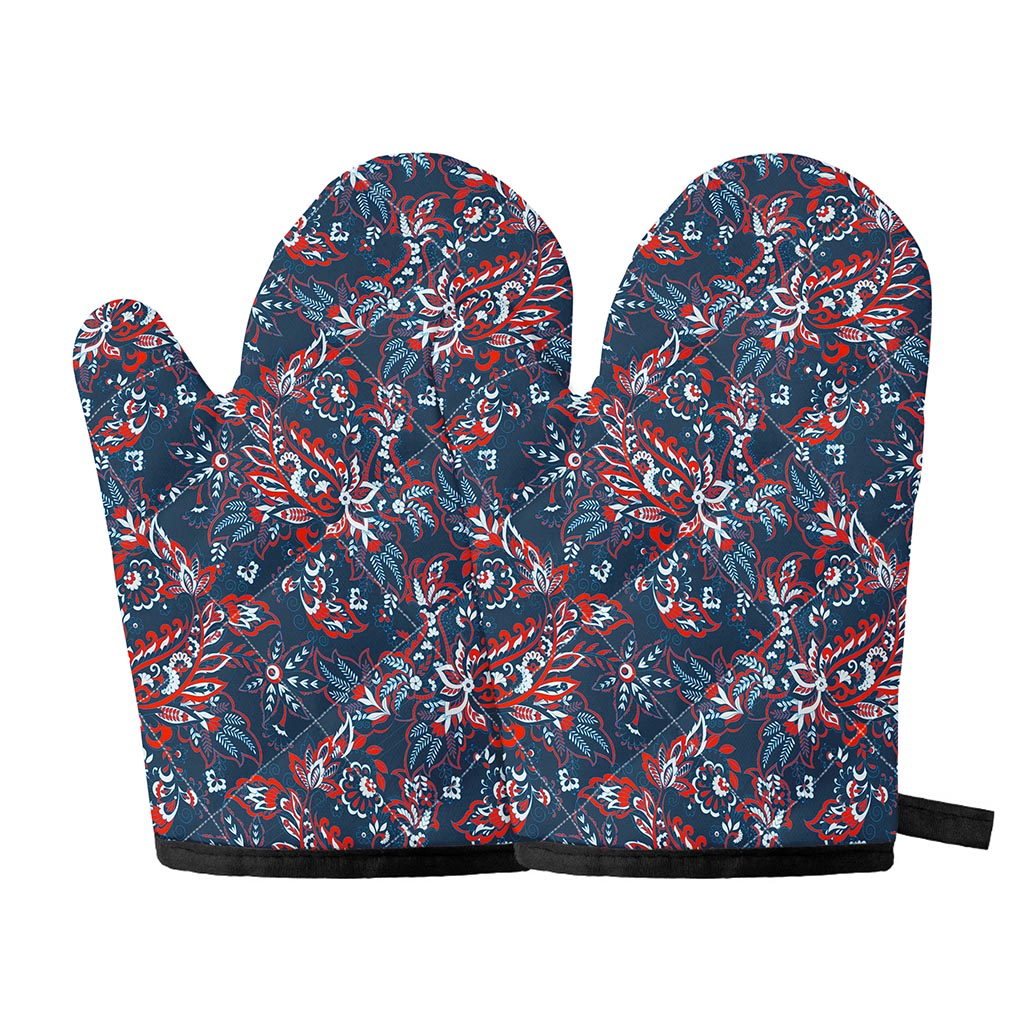 Paisley Floral Bohemian Pattern Print Oven Mitts