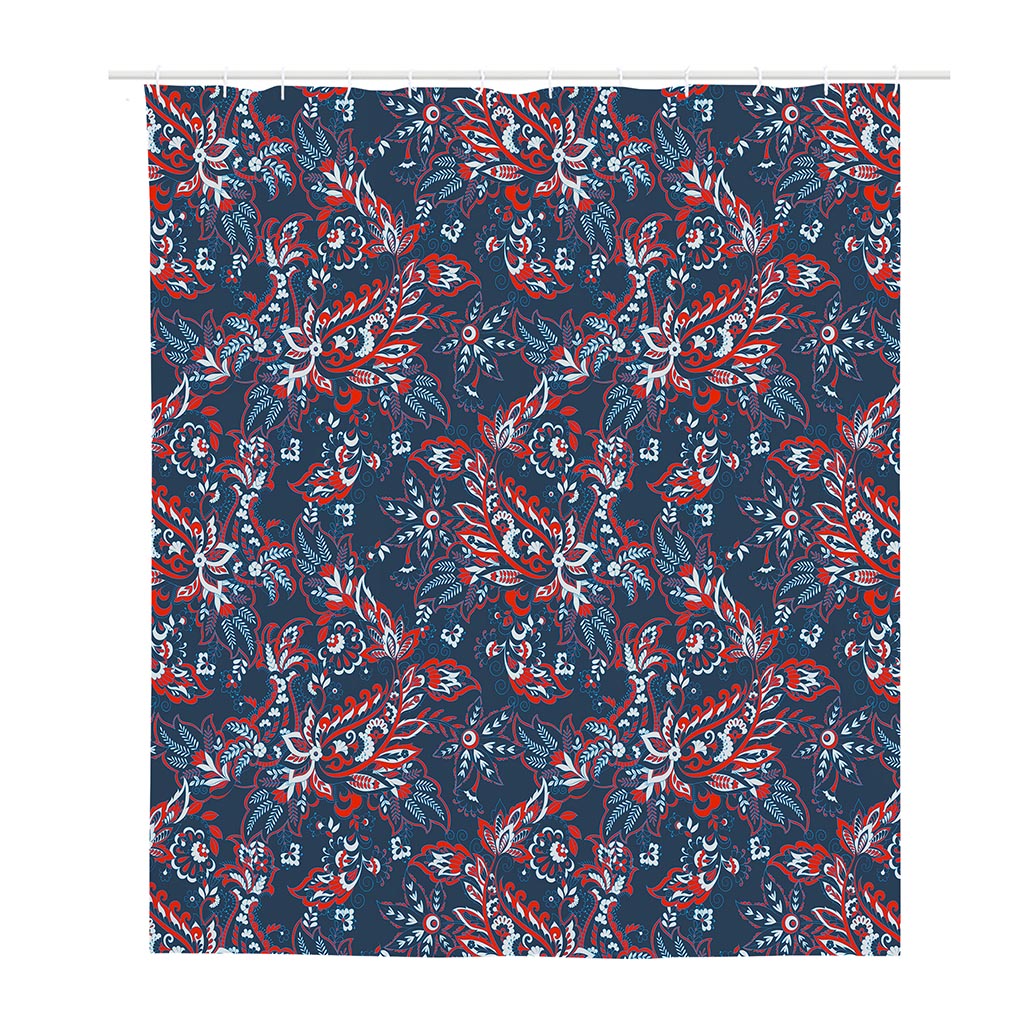 Paisley Floral Bohemian Pattern Print Polyester Shower Curtain