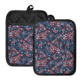 Paisley Floral Bohemian Pattern Print Pot Holders With Pocket
