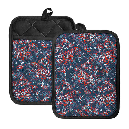 Paisley Floral Bohemian Pattern Print Pot Holders With Pocket