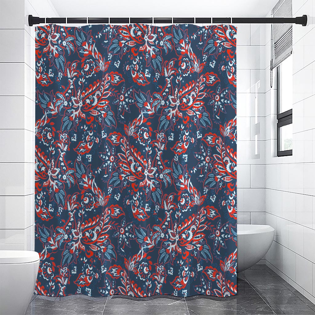 Paisley Floral Bohemian Pattern Print Premium Shower Curtain