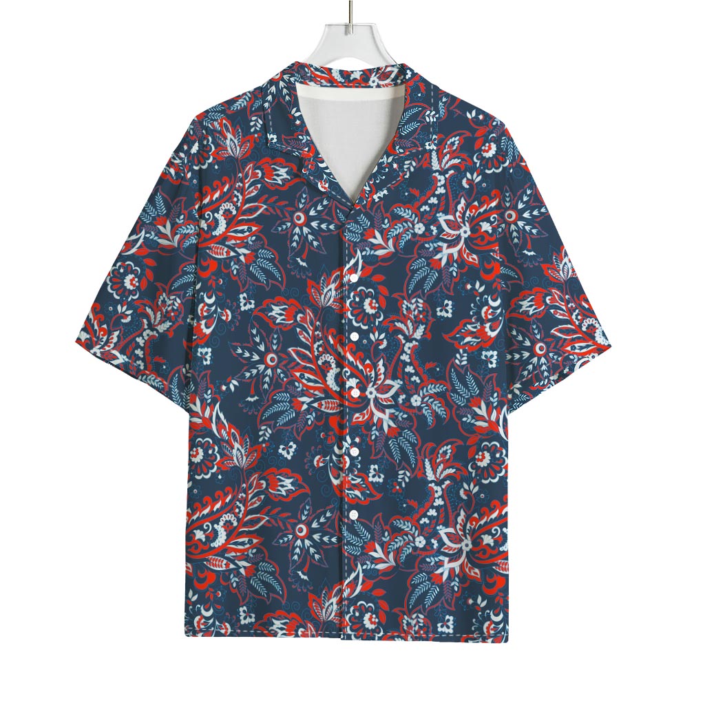 Paisley Floral Bohemian Pattern Print Rayon Hawaiian Shirt