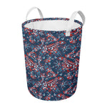 Paisley Floral Bohemian Pattern Print Round Laundry Basket