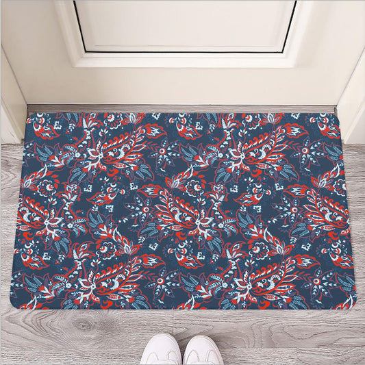 Paisley Floral Bohemian Pattern Print Rubber Doormat