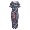 Paisley Floral Bohemian Pattern Print Short Sleeve Long Nightdress