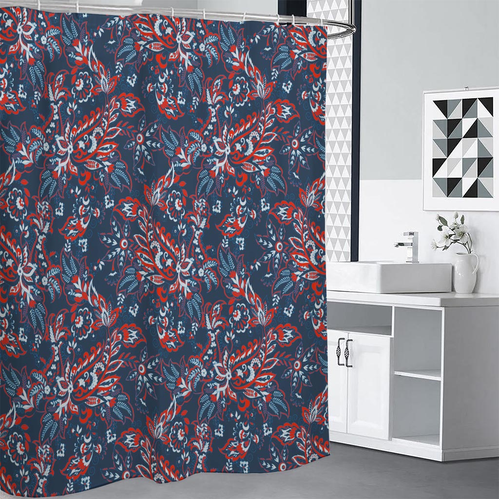 Paisley Floral Bohemian Pattern Print Shower Curtain