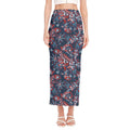 Paisley Floral Bohemian Pattern Print Side Slit Maxi Skirt