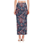 Paisley Floral Bohemian Pattern Print Side Slit Maxi Skirt