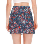 Paisley Floral Bohemian Pattern Print Side Slit Mini Skirt