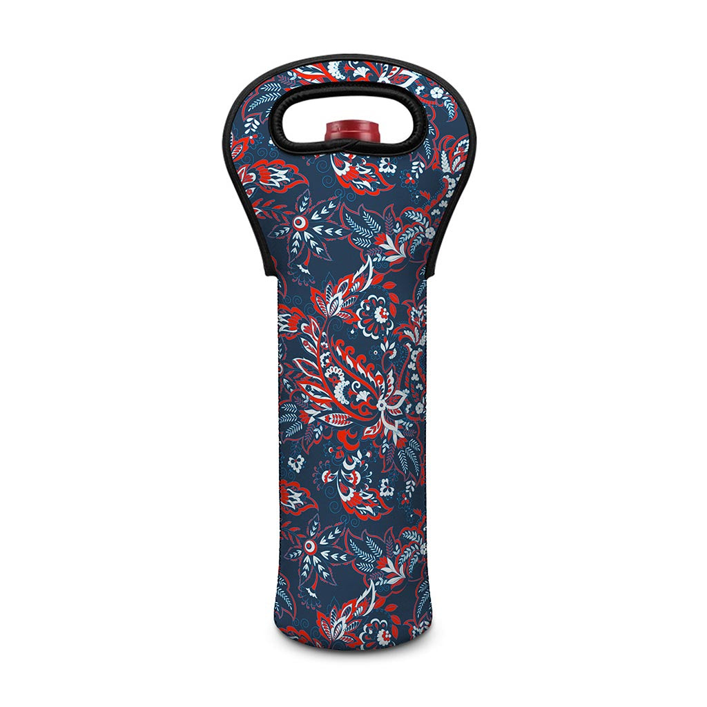 Paisley Floral Bohemian Pattern Print Single Neoprene Wine Tote