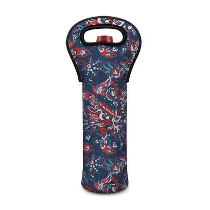 Paisley Floral Bohemian Pattern Print Single Neoprene Wine Tote
