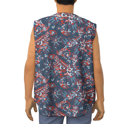 Paisley Floral Bohemian Pattern Print Sleeveless Baseball Jersey
