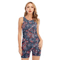 Paisley Floral Bohemian Pattern Print Sleeveless One Piece Swimsuit
