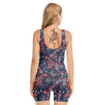 Paisley Floral Bohemian Pattern Print Sleeveless One Piece Swimsuit