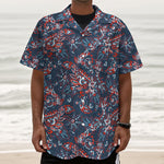 Paisley Floral Bohemian Pattern Print Textured Short Sleeve Shirt