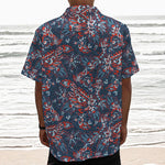 Paisley Floral Bohemian Pattern Print Textured Short Sleeve Shirt