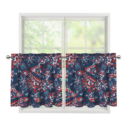 Paisley Floral Bohemian Pattern Print Tier Curtains