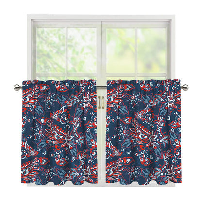 Paisley Floral Bohemian Pattern Print Tier Curtains