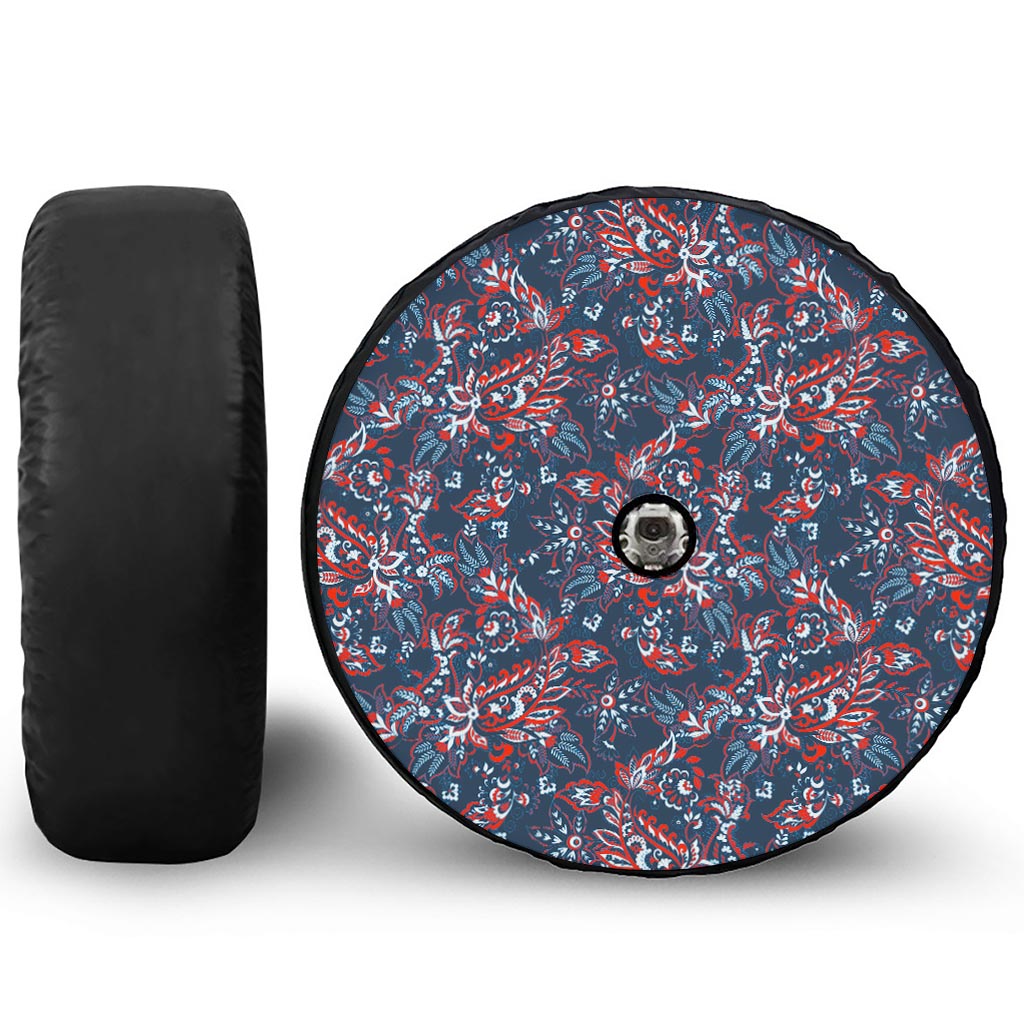 Paisley Floral Bohemian Pattern Print Tire Cover With Camera Hole