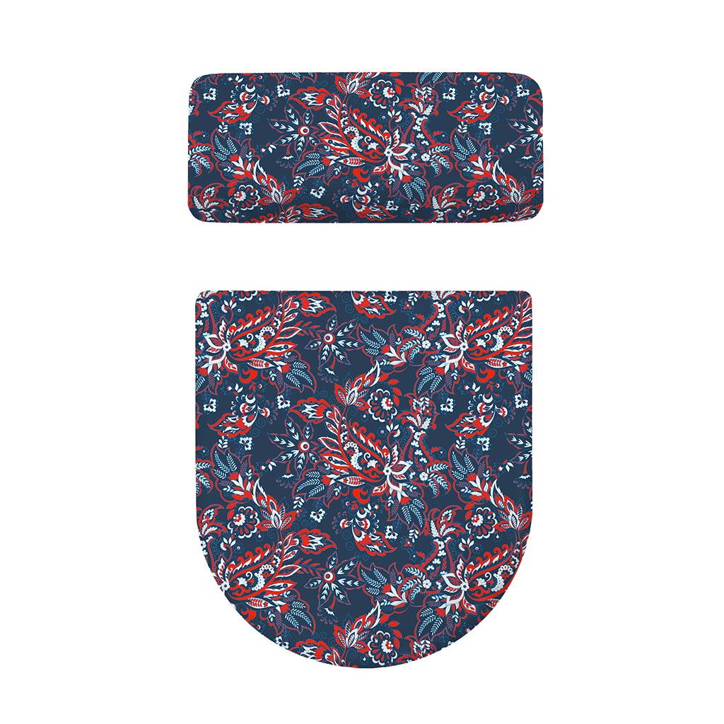 Paisley Floral Bohemian Pattern Print Toilet Lid And Tank Cover Set