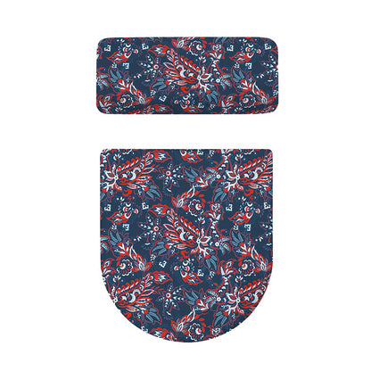 Paisley Floral Bohemian Pattern Print Toilet Lid And Tank Cover Set