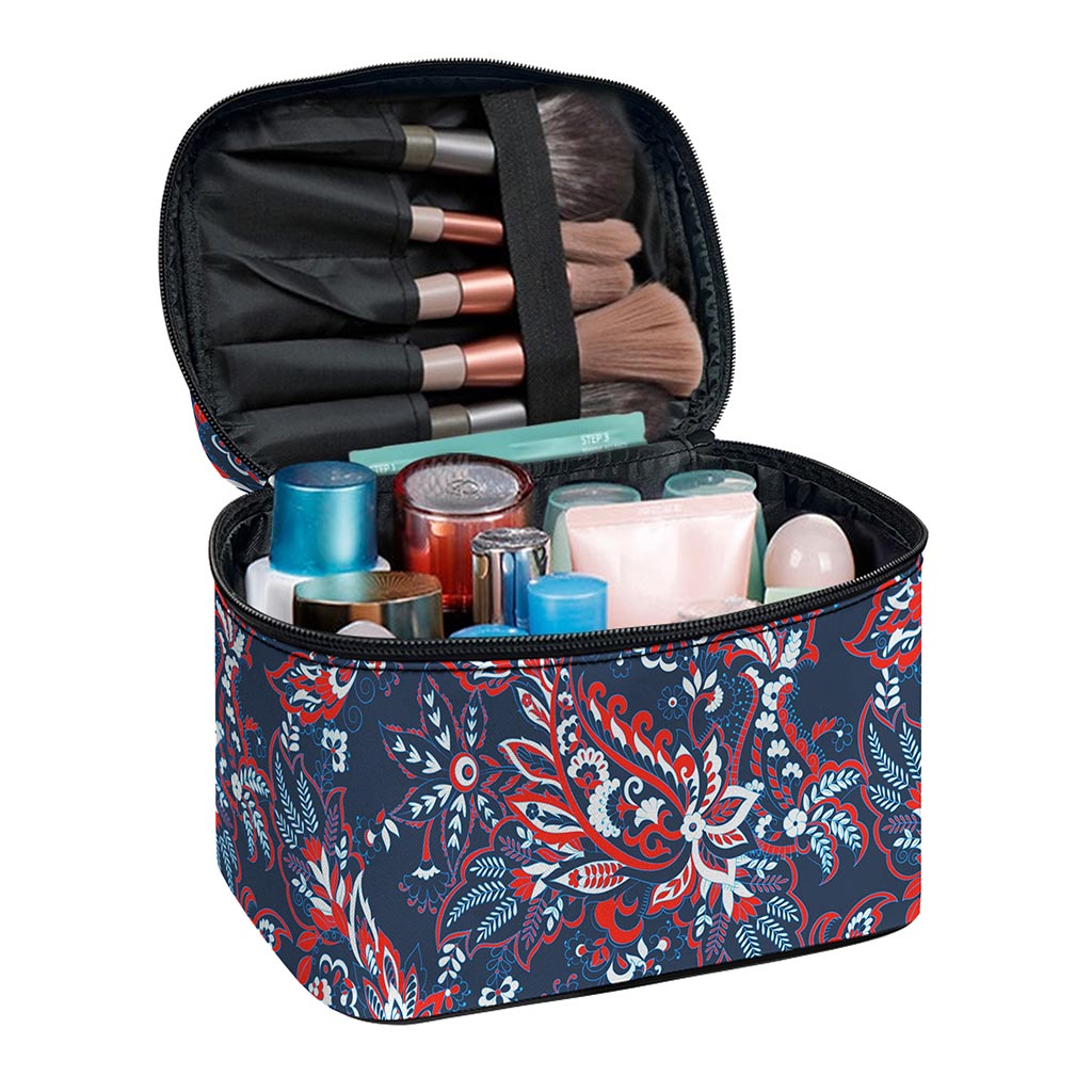 Paisley Floral Bohemian Pattern Print Travel Makeup Bag