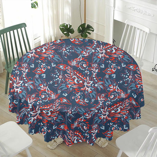Paisley Floral Bohemian Pattern Print Waterproof Round Tablecloth