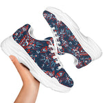 Paisley Floral Bohemian Pattern Print White Chunky Shoes
