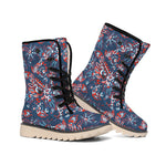 Paisley Floral Bohemian Pattern Print Winter Boots