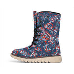 Paisley Floral Bohemian Pattern Print Winter Boots