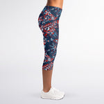 Paisley Floral Bohemian Pattern Print Women's Capri Leggings