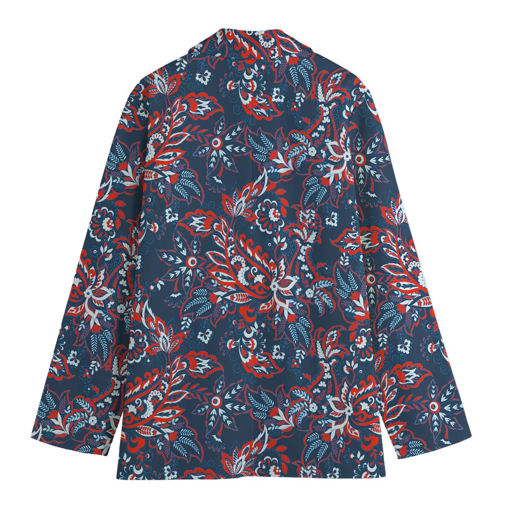 Paisley Floral Bohemian Pattern Print Women's Cotton Blazer