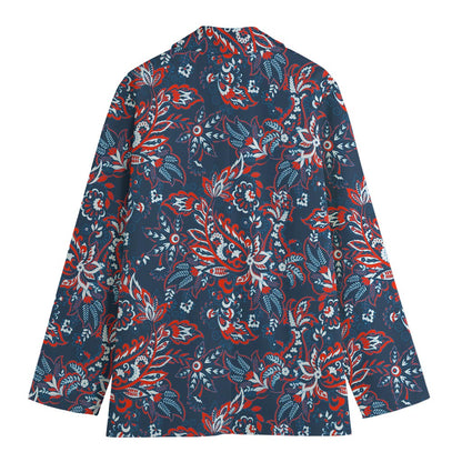 Paisley Floral Bohemian Pattern Print Women's Cotton Blazer