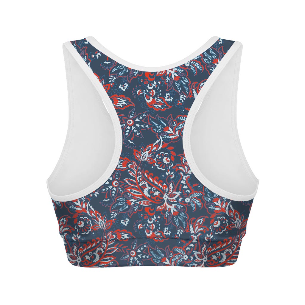 Paisley Floral Bohemian Pattern Print Women's Sports Bra