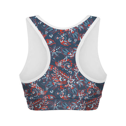 Paisley Floral Bohemian Pattern Print Women's Sports Bra